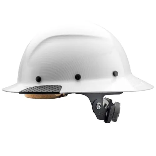 LIFT DAX White Carbon Fiber Full-Brim Hard Hat – Adjustable Ratchet, OSHA-Compliant Construction Helmet