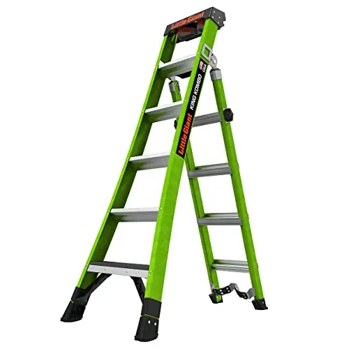 Little Giant King Kombo 2.0 XT Fiberglass A-Frame & Extension Ladder – 6 ft A-Frame / 10 ft Extended, Type 1AA, 375 lb Capacity