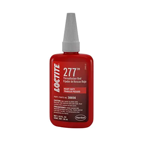 Loctite 277 Red High-Strength Fluorescent Threadlocker for Large-Diameter Fasteners, 36 mL