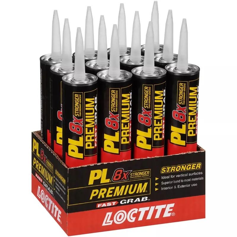 Loctite PL Premium Fast Grab Polyurethane Construction Adhesive – 10 fl oz Cartridge (12-Pack)