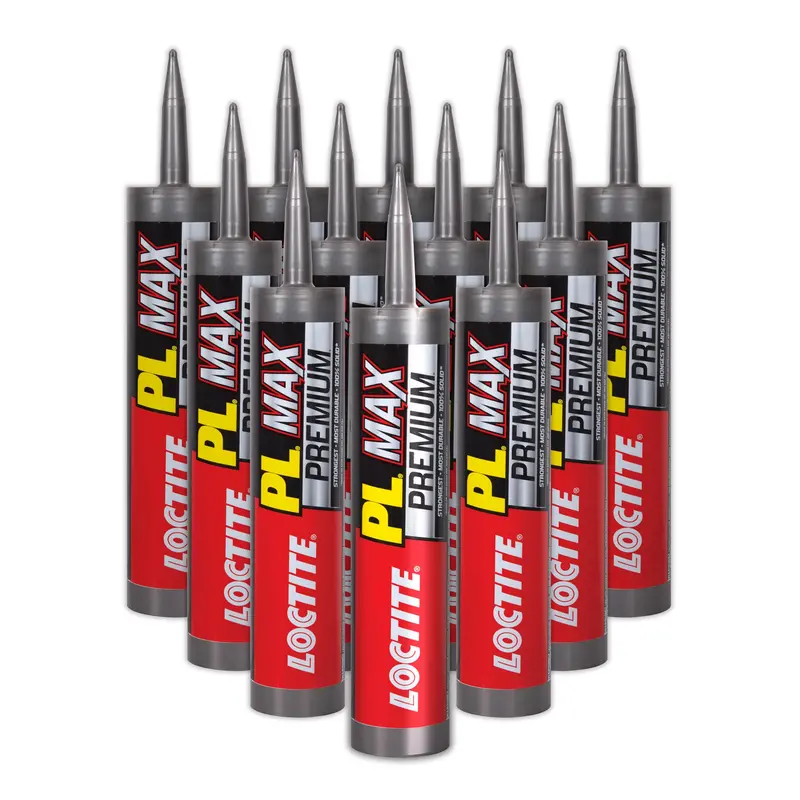Loctite PL Premium Max Construction Adhesive – 9 fl oz Cartridge (12-Pack), Multi-Surface Bonding