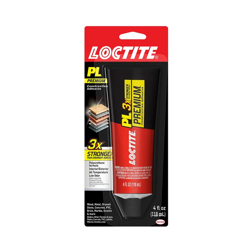Loctite PL Premium Polyurethane Construction Adhesive – 4 fl oz Squeeze Tube, Bonds Wood, Concrete, Metal, Stone & More