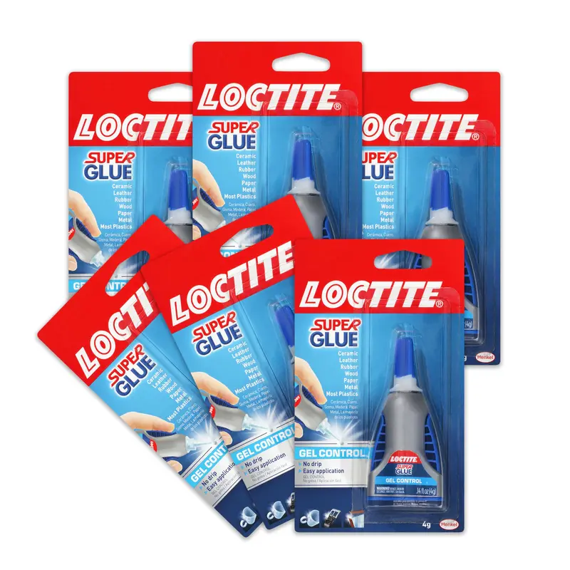 Loctite Super Glue Gel Control – Clear Cyanoacrylate Adhesive, 0.14 fl oz Bottle (6-Pack), Fast-Drying for Plastic, Wood & Metal