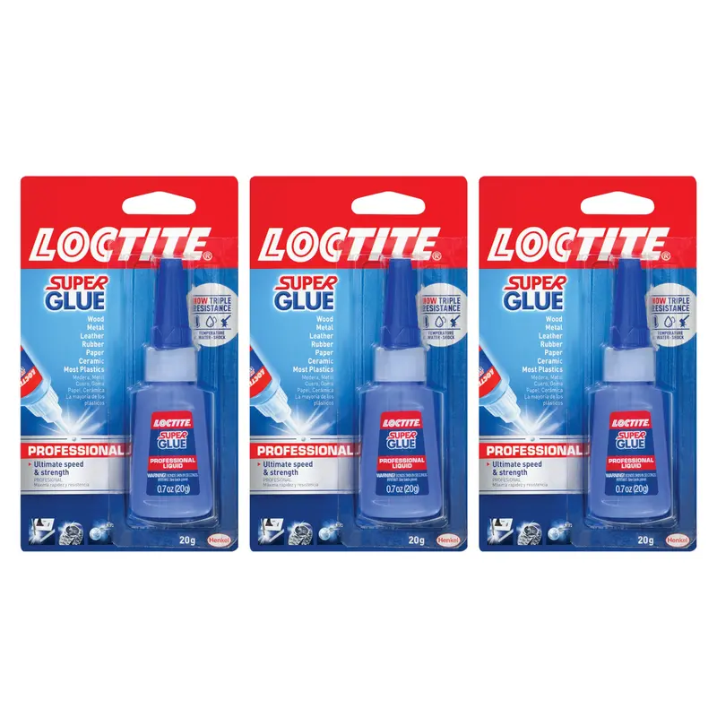 Loctite Super Glue Professional Liquid – Clear, 0.7 fl oz × 3-Pack