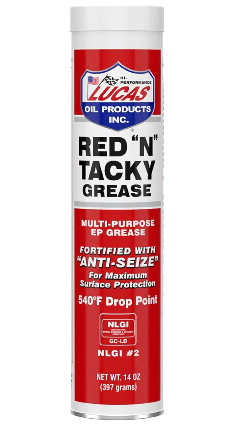 Lucas Oil 10005 Red ‘N’ Tacky Grease – 14 oz Heavy-Duty Multi-Purpose Lubricant