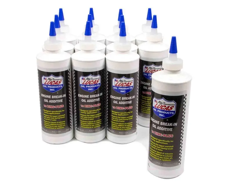 Lucas Oil Engine Break-In Additive with TB Zinc Plus – 16 oz Bottle (12-Pack)