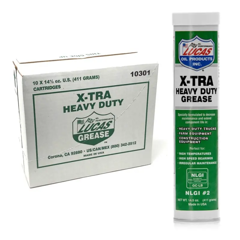 Lucas X-Tra Lithium Grease – Premium Multi-Purpose Lubricant, 14.5 oz Cartridge (10-Pack)