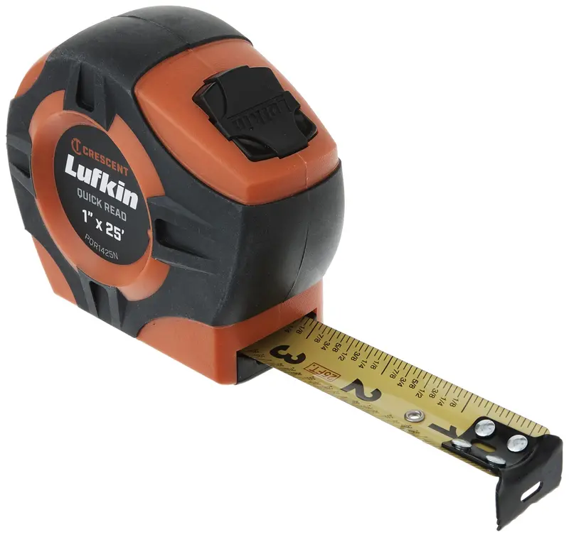 Lufkin PQR1425N QuickRead Measuring Tape – 1″ x 25′, High-Visibility Orange, Layout & Carpentry