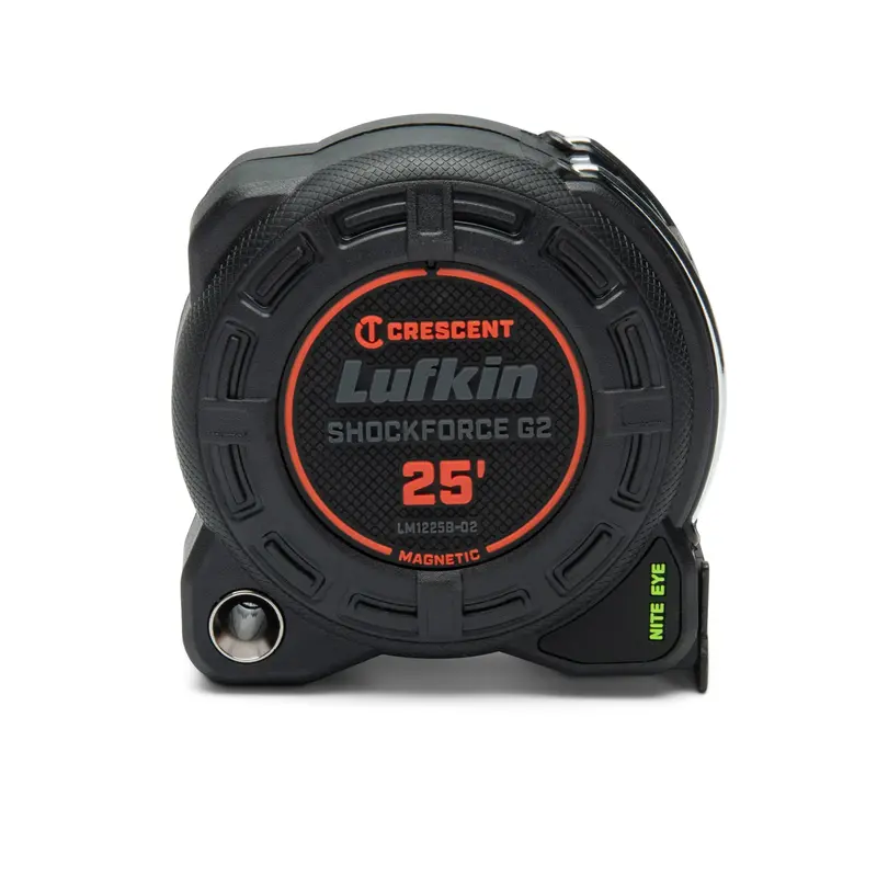 Lufkin Shockforce G2 Magnetic Tape Measure – 25 ft, Nite Eye Illuminated Blade (LM1225B-02)