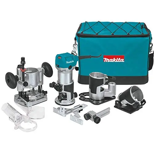 Makita 1-1/4 HP Compact Router Kit – Complete with Base, Bit Set & Accessories