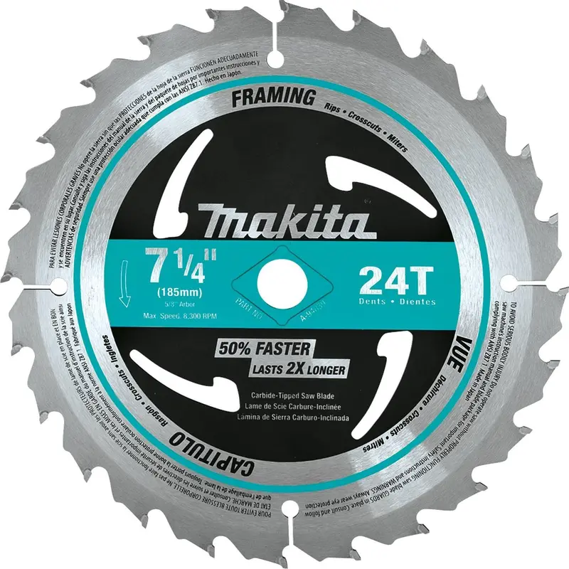 Makita 7-1/4″ 24-Tooth Framing Circular Saw Blade – 10-Pack Carbide-Tipped