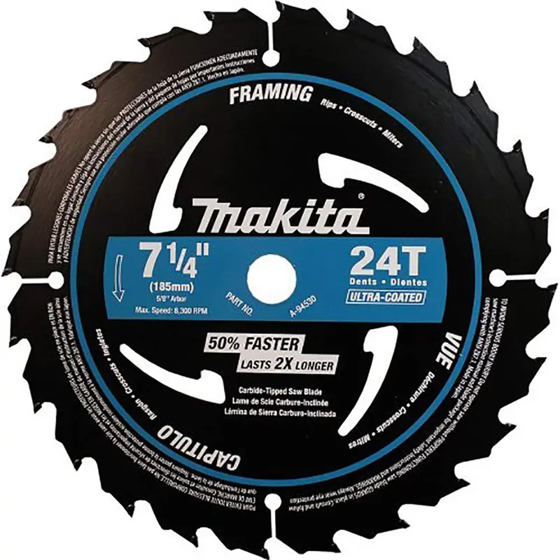 Makita A-94530 7-1/4-Inch Framing Circular Saw Blade – Carbide-Tipped Black Blade for Lumber Cutting