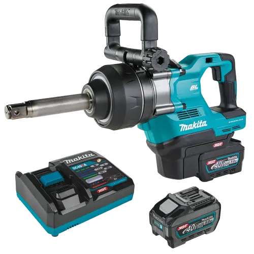 Makita GWT10T 40V XGT Brushless D-Handle Impact Wrench – 1″ Square Drive, Extended Anvil, 5.0Ah Kit
