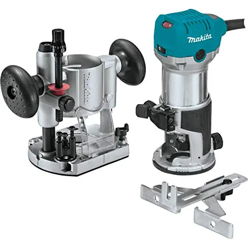 Makita RT0701CX7 Compact Router Kit – 1-1/4 HP Motor, Variable Speed, Ergonomic Design with Accessories