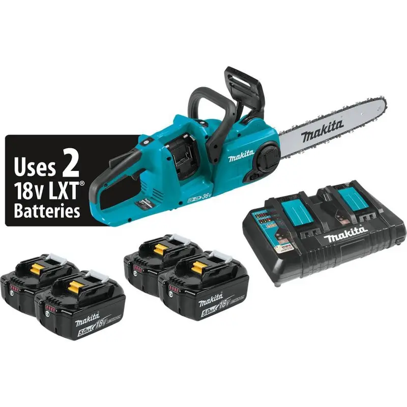 Makita XCU03PT1 36V (18V×2) LXT Brushless 14″ Cordless Chainsaw Kit – Includes Four 4.0Ah Batteries