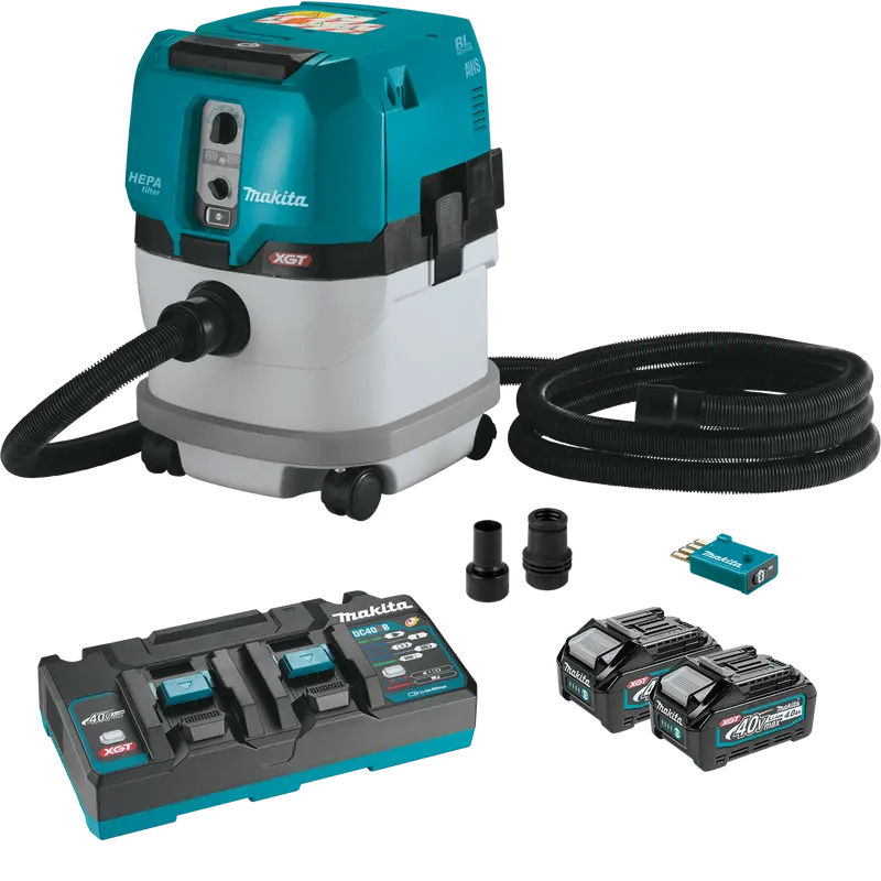 Makita XGT 40V MAX Brushless 4-Gallon HEPA Dust Extractor Kit with Dual 4Ah Batteries