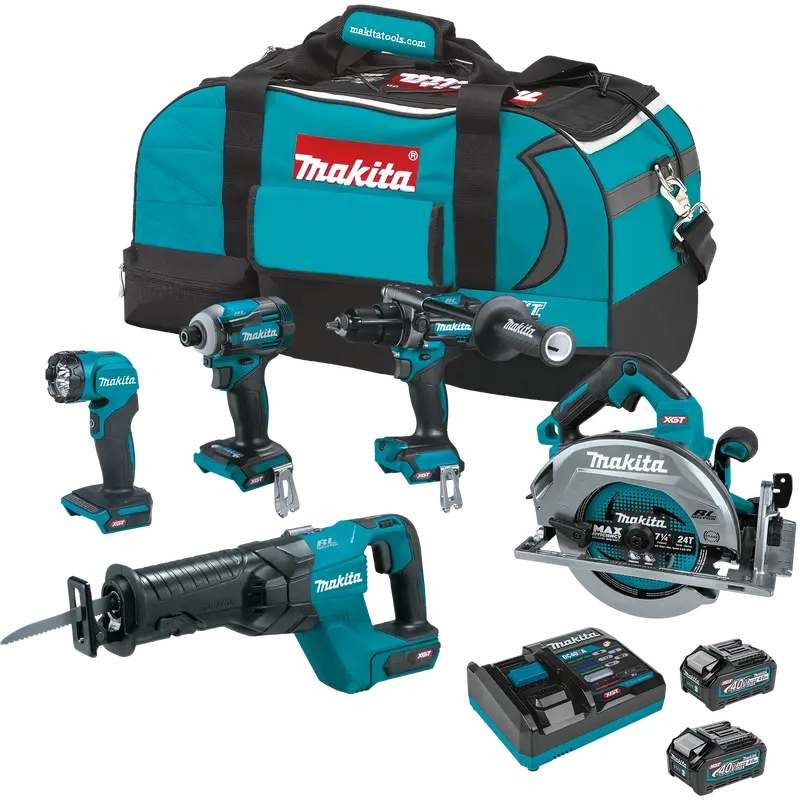 Makita XGT 40V Max Brushless 5-Piece Cordless Combo Kit with 4.0Ah Batteries (GT501M)