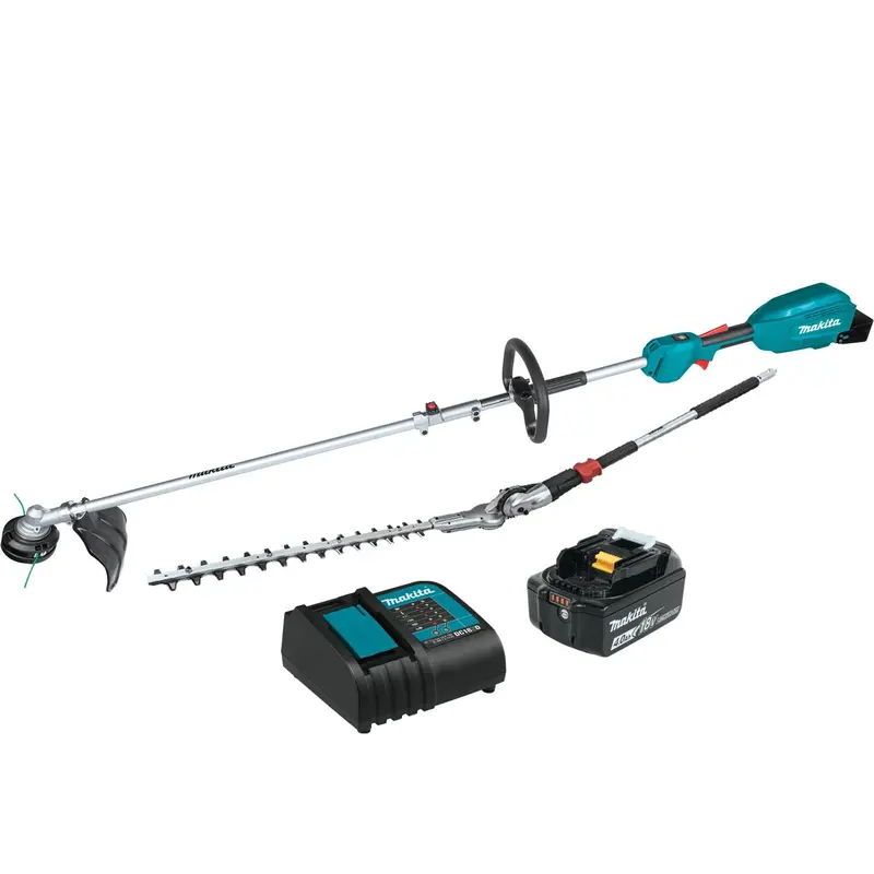 Makita XUX02SM1X2 18V LXT Brushless Coupled Shaft Power Head Kit – Includes 13″ String Trimmer & 20″ Hedge Trimmer (4.0Ah Battery)