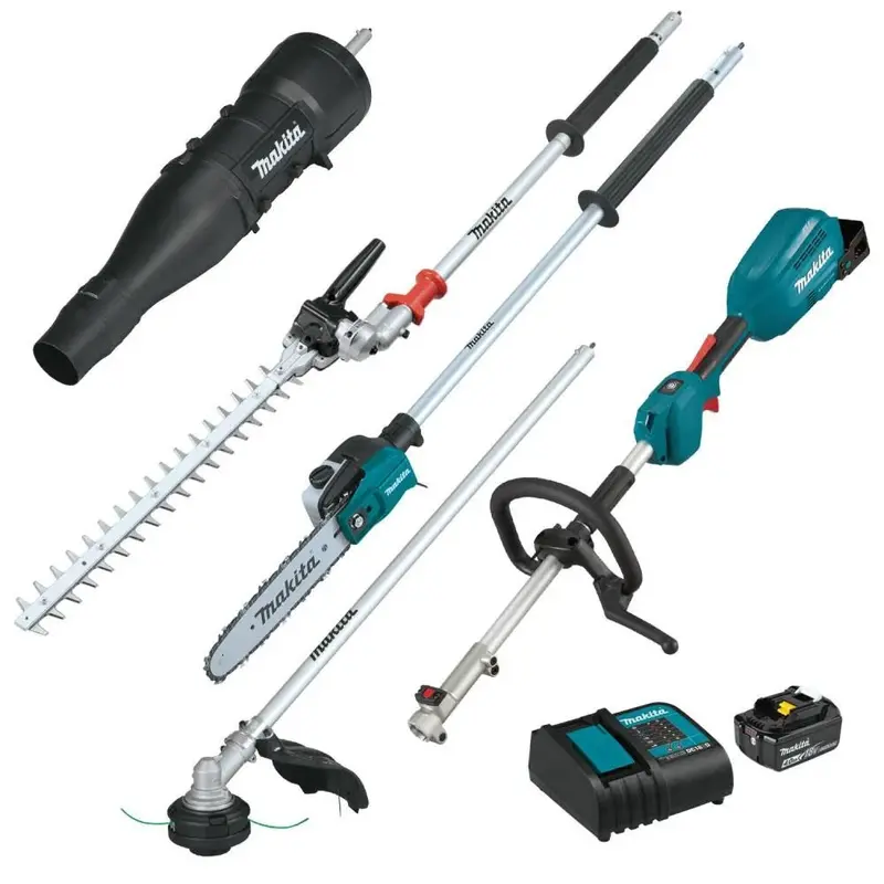 Makita XUX02SM1X6 18V LXT Brushless Power Head Kit – Includes String Trimmer, Pole Saw, Hedge Trimmer & Blower Attachments (4.0Ah Battery)