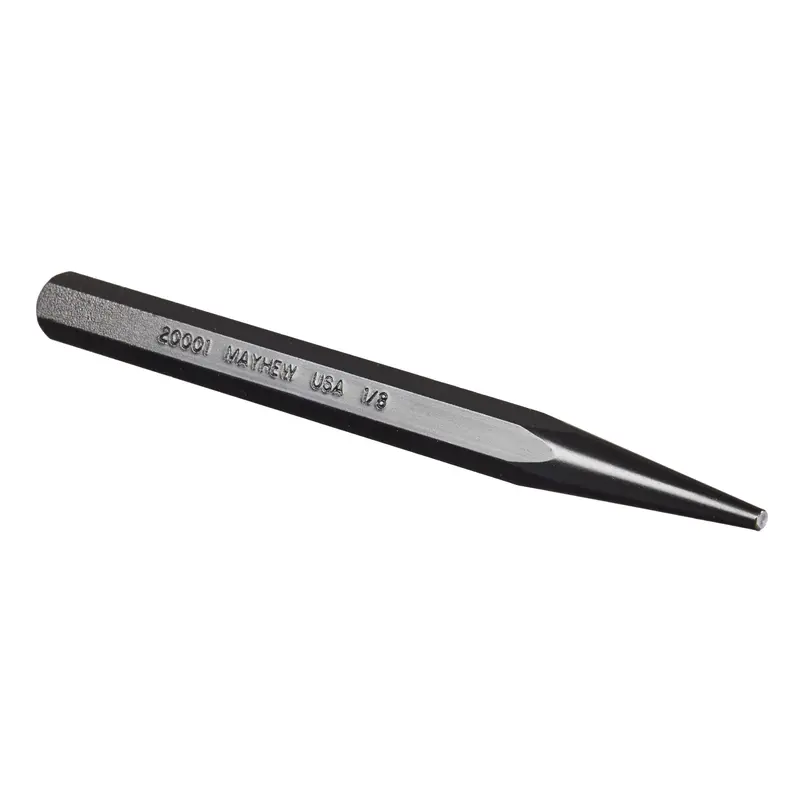Mayhew 1/8″ Steel Solid Punch – 5″ Length, SAE Black Oxide Finish