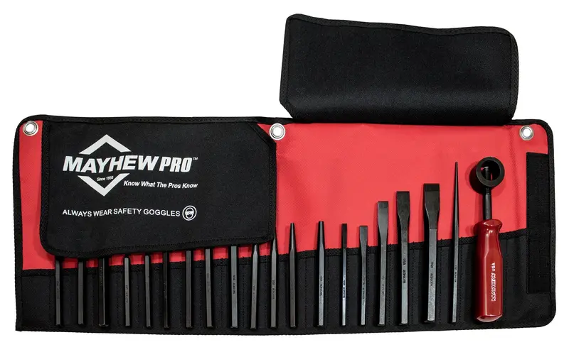 Mayhew 66287 Metric Punch & Chisel Set – 20-Piece Black Oxide Tool Kit