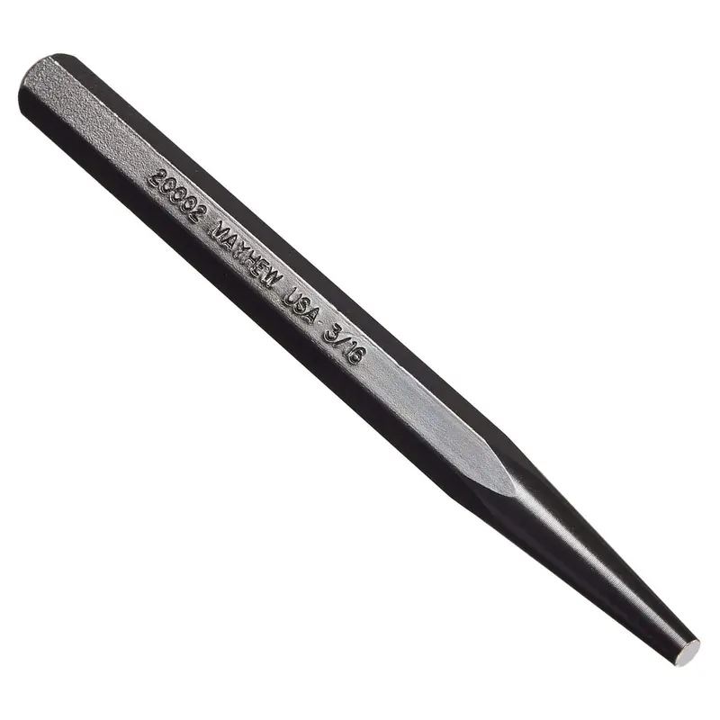 Mayhew Pro 20002 Solid Punch – 3/16″ × 5″, Black Oxide SAE Finish
