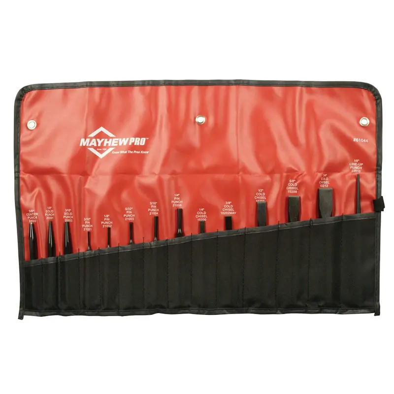Mayhew Pro Punch & Chisel Kit – 14-Piece Professional Set with Black Oxide Finish