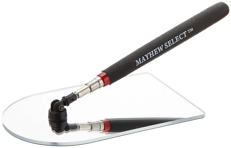 Mayhew Tools 17765 Telescoping Acrylic Inspection Mirror — 4 × 6 Inches, Black Housing