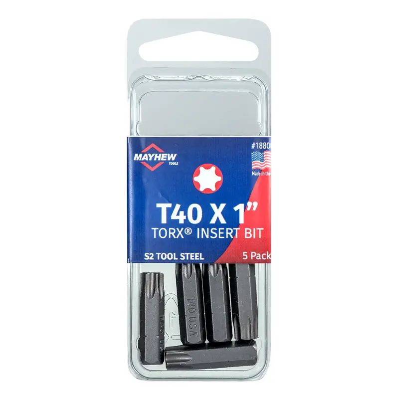 Mayhew Tools 18800-5 Torx Insert Bits – T40, 1″ Length (5-Pack)