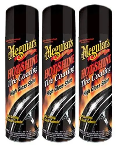Meguiar’s G13815 Hot Shine Tire Coating — High-Gloss Finish, 15 oz Spray (3-Pack)