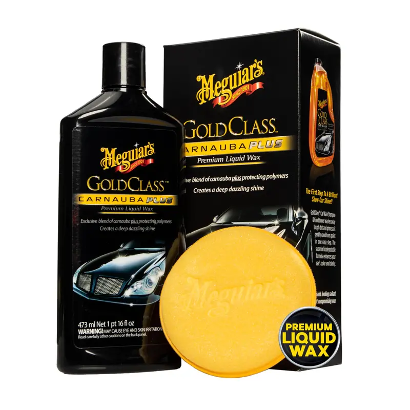 Meguiar’s Gold Class Carnauba Plus Liquid Wax Kit – 16 oz Premium Detailing Bundle with Foam Applicator for High-Gloss Protection