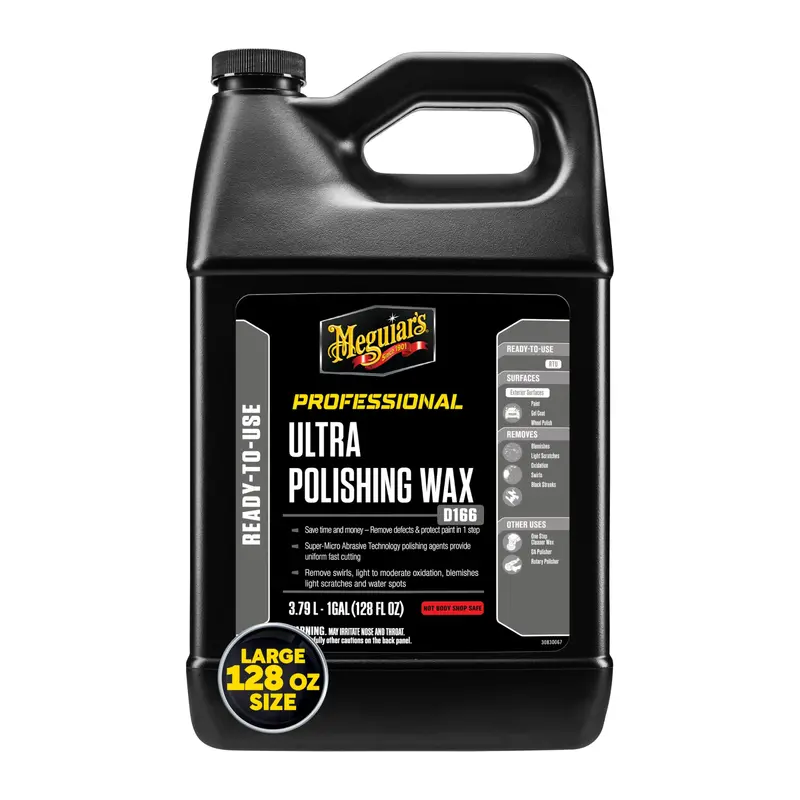 Meguiar’s Pro Ultra Polishing Wax – 128 oz (1 Gal), One-Step Scratch Correction & Shine Enhancer