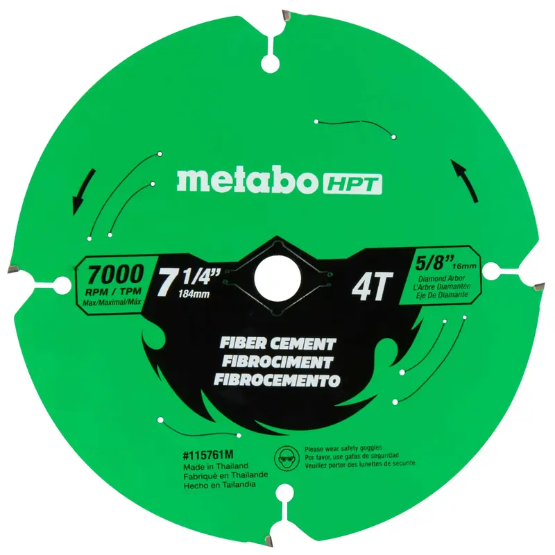 Metabo HPT 115761M 7-1/4-Inch Fiber Cement Saw Blade – Carbide-Tipped for Masonry