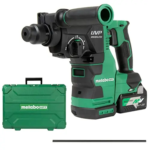 Metabo HPT DH3628DA Cordless 36V SDS Plus Rotary Hammer – 1-1/8″ Capacity, LED Level & Vibration Control