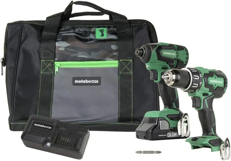 Metabo HPT KC18DBFL2S 18V Brushless Combo Kit – Hammer Drill + Impact Driver with 3.0Ah Battery