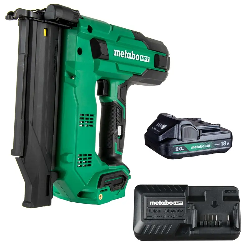 Metabo HPT NT1850DG 18V MultiVolt Cordless Brad Nailer Kit – Includes 2.0 Ah Battery & Charger