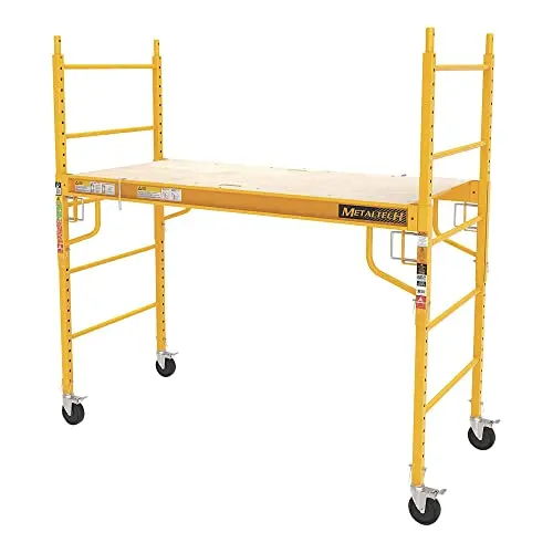 MetalTech Baker Adjustable 6-Foot Mobile Scaffolding Platform with Locking Casters