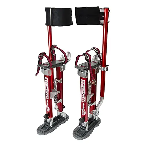 MetalTech BuildMan Grade Adjustable Drywall Stilts – 225 lb Load Capacity, Ergonomic Height Control
