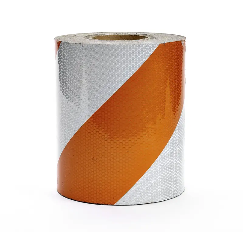 Mutual Industries ASTM Type I Reflective Barricade Tape – 8″ x 50 Yards, Orange/White Stripe
