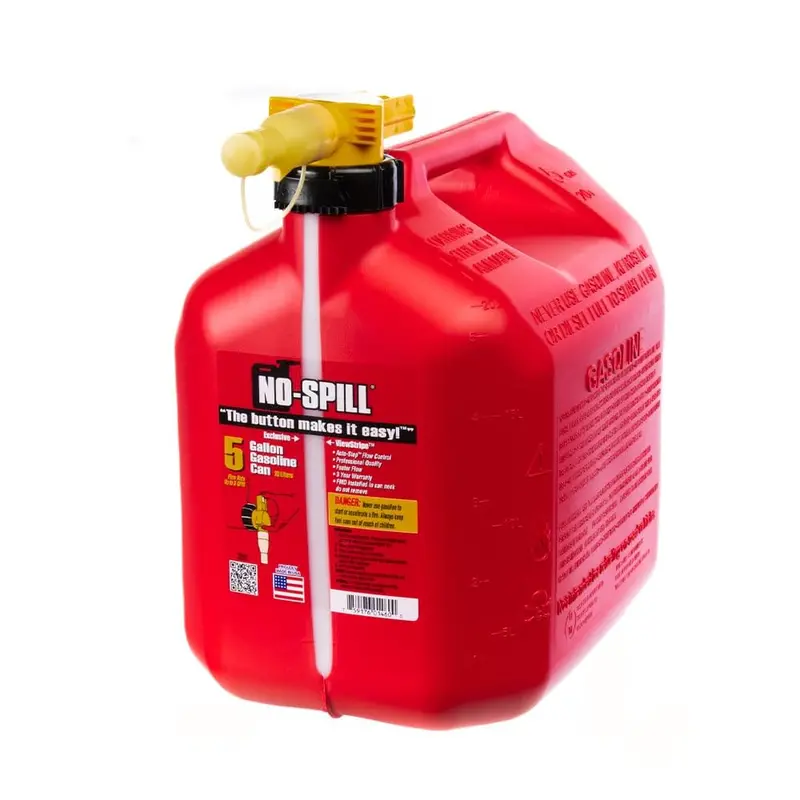 No-Spill Red 5-Gallon Fuel Can with View Stripe for Safe Gas Transfer