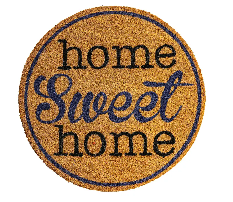 NoTrax Home Sweet Home Round Doormat – 22-Inch Vinyl-Backed Natural Coir Entry Mat for Indoor or Outdoor Use (Model C12S0022HM)