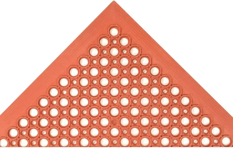 NoTrax T30 Lightweight Restaurant Mat — 3′ x 10′, Red Solid Rubber with Drainage Holes & Beveled Edges