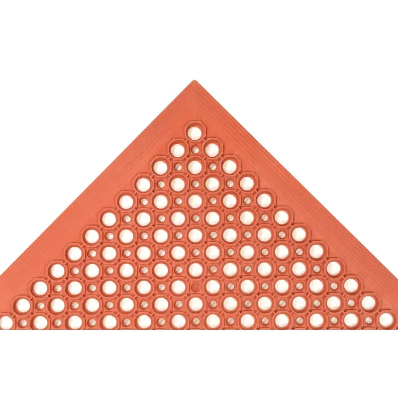 NoTrax T30S0033RD 3′ x 3′ Anti-Fatigue Restaurant Floor Mat – Red Rubber with Drainage & Beveled Edges