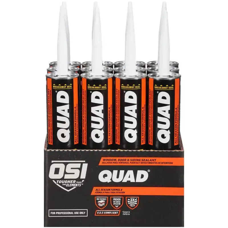 OSI Quad White Low-VOC Window, Door & Siding Sealant — 10 oz Cartridge (12-Pack)