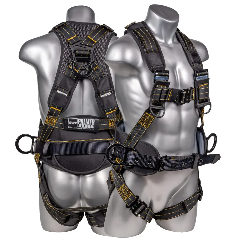Palmer Safety Hammerhead 5-Point Full-Body Harness – Padded Back, Quick-Connect Chest Buckle, Tongue-and-Groove Leg Straps, Dual D-Rings