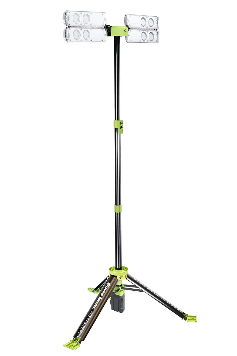 PowerSmith PVLR8000A 8000-Lumen Collapsible LED Work Light — Cordless Tripod Lamp with Battery, Charger & Carry Bag