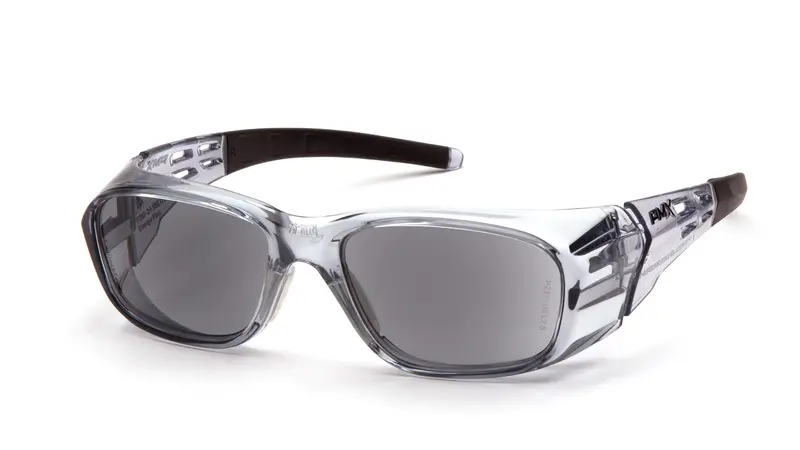 Pyramex Emerge Plus Safety Reading Glasses – Gray Lens, Clear Frame, +1.5 Diopter