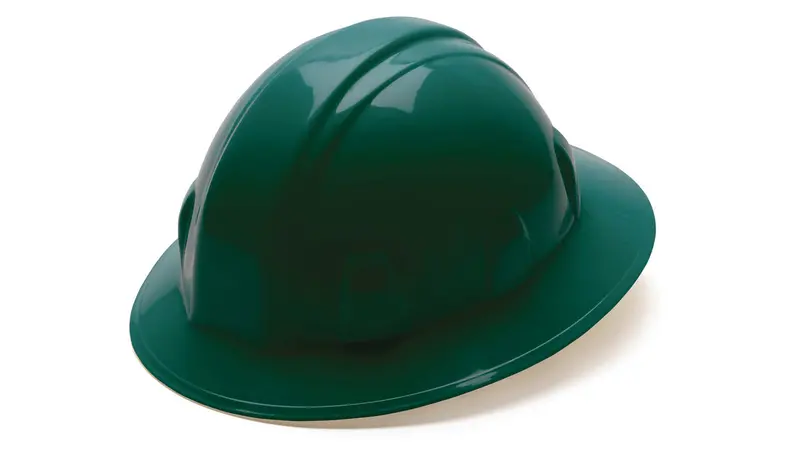 Pyramex HP24135 SL Series Full-Brim Hard Hat – Green, ANSI Z89.1-2014 Compliant Safety Headgear
