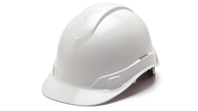 Pyramex HP44110 Ridgeline Cap-Style Hard Hat – White, 4-Point Ratchet Suspension