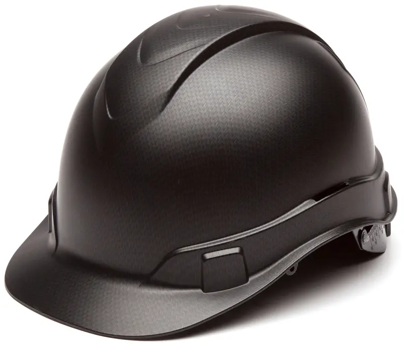 Pyramex Ridgeline Matte Black Graphite Hard Hat – 4-Point Ratchet Cap Style